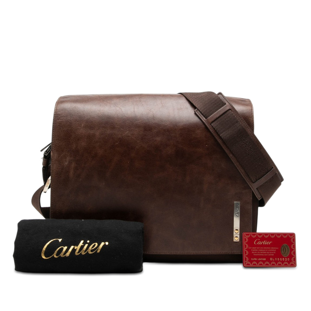 Cartier Sac bandoulière Santos Messenger Marron – vue 7 – GABY PARIS