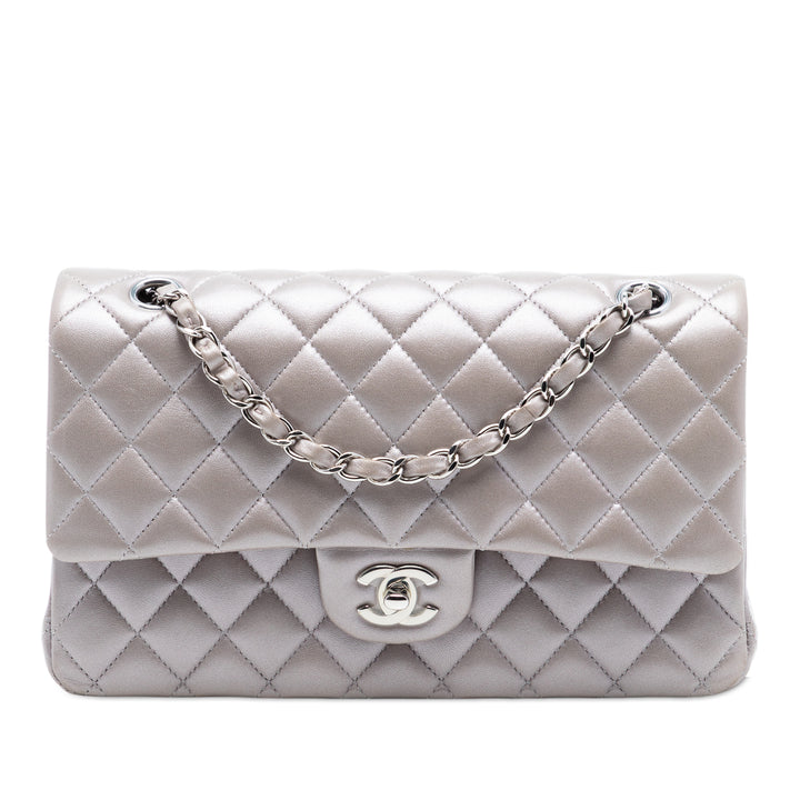 Chanel Medium Classic Metallic Cuir d’agneau Double rabat