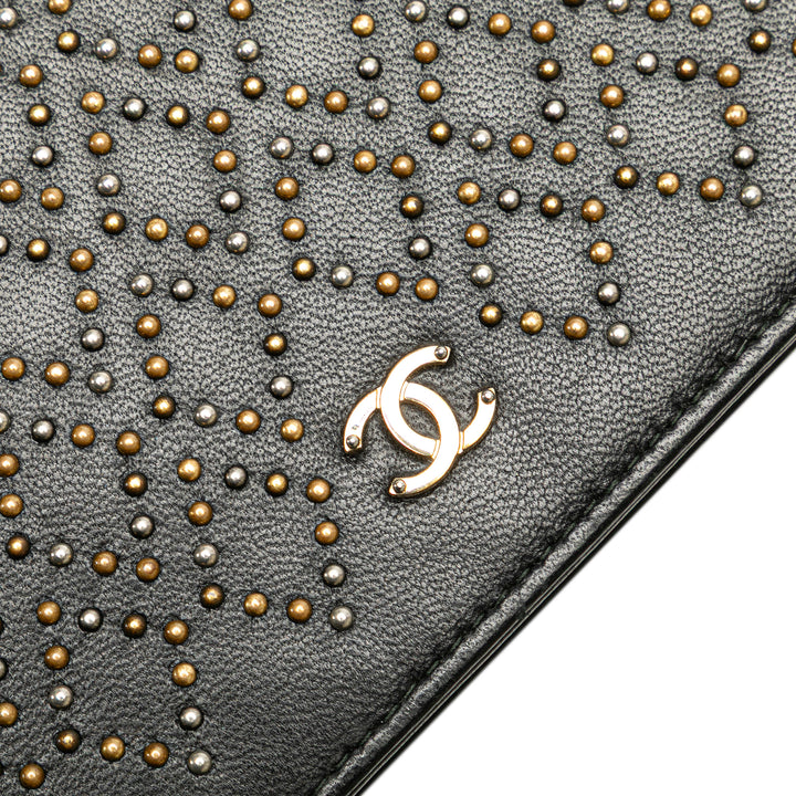 CC Studded Lambskin Wallet on Chain Black - Gaby Paris