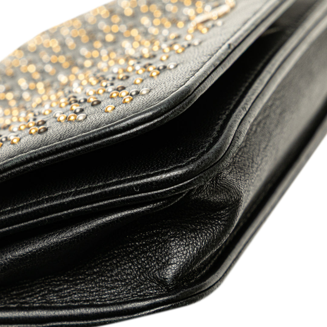 CC Studded Lambskin Wallet on Chain Black - Gaby Paris