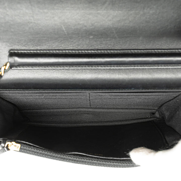 CC Studded Lambskin Wallet on Chain Black - Gaby Paris