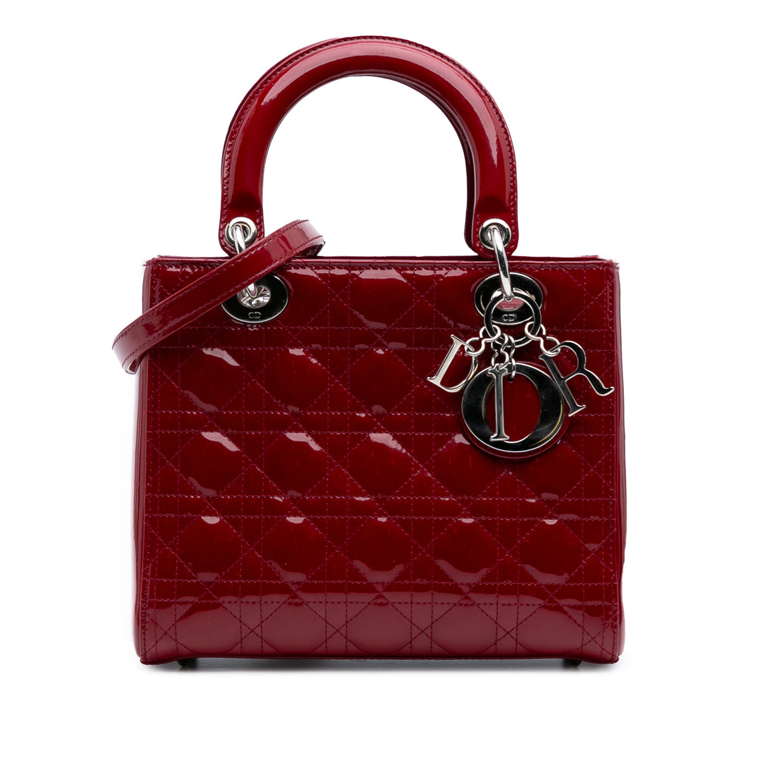 Medium Patent Cannage Lady Dior Red - Gaby Paris