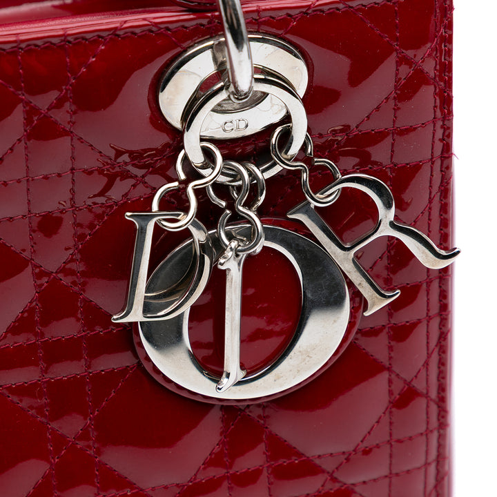 Medium Patent Cannage Lady Dior Red - Gaby Paris