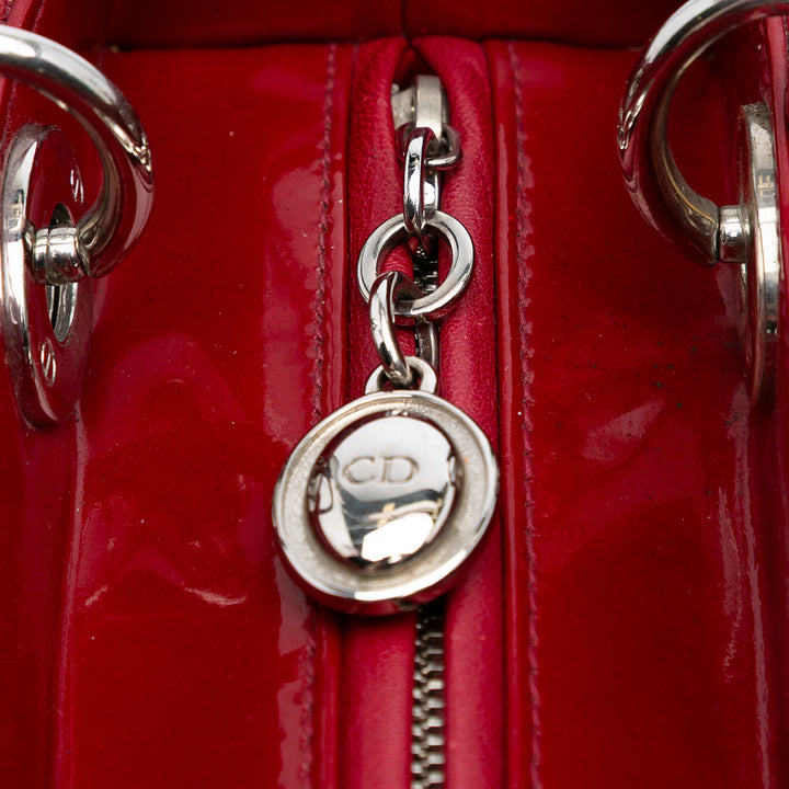 Medium Patent Cannage Lady Dior Red - Gaby Paris