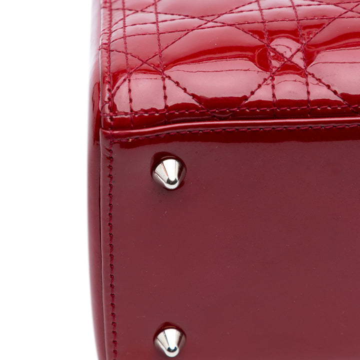 Medium Patent Cannage Lady Dior Red - Gaby Paris