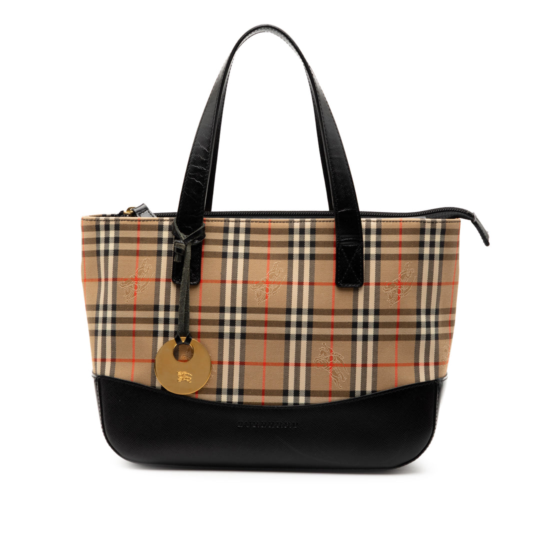 Burberry Cabas Haymarket Check Marron – vue principale – GABY PARIS