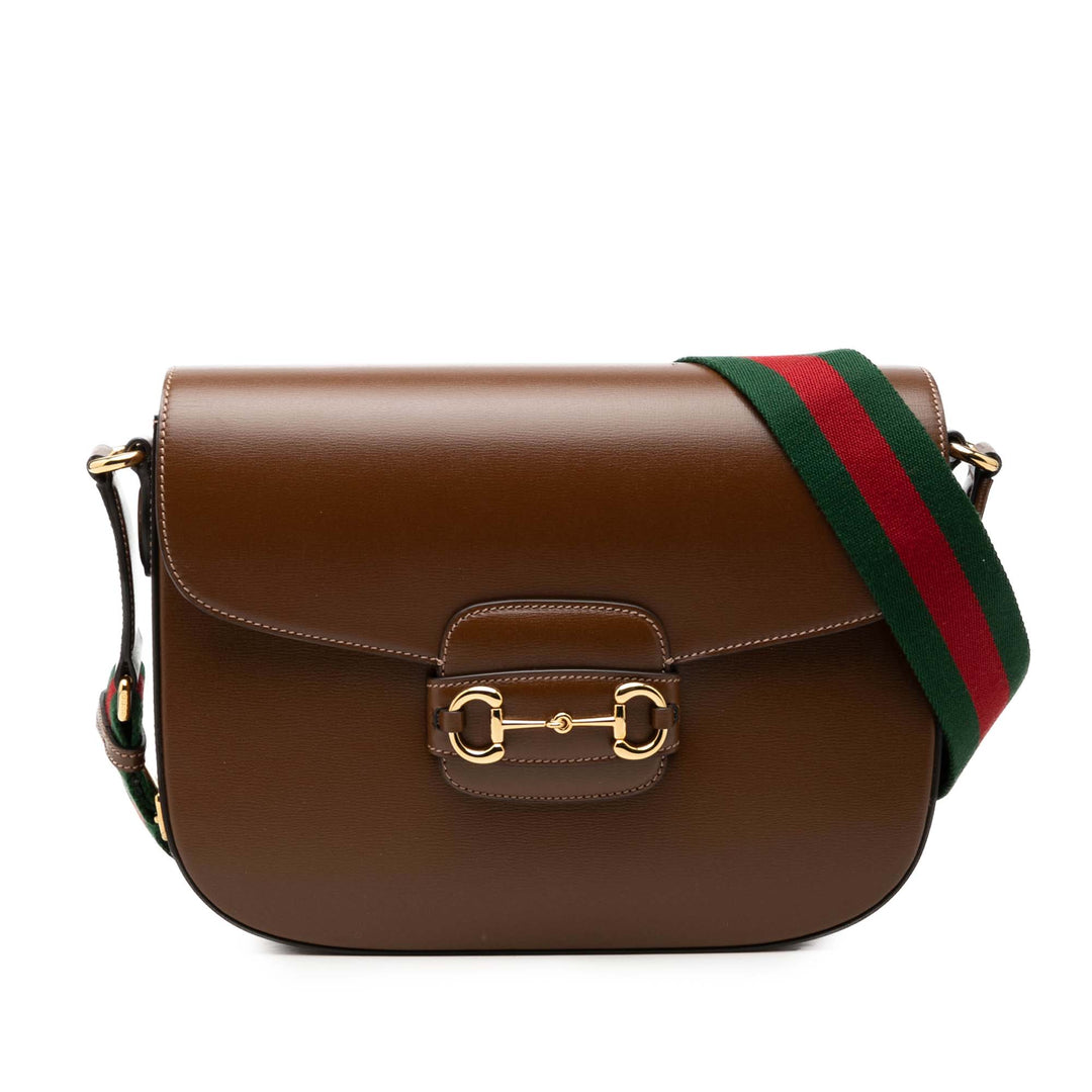 Web Horsebit 1955 Sac Grand Cuir de veau Marron
