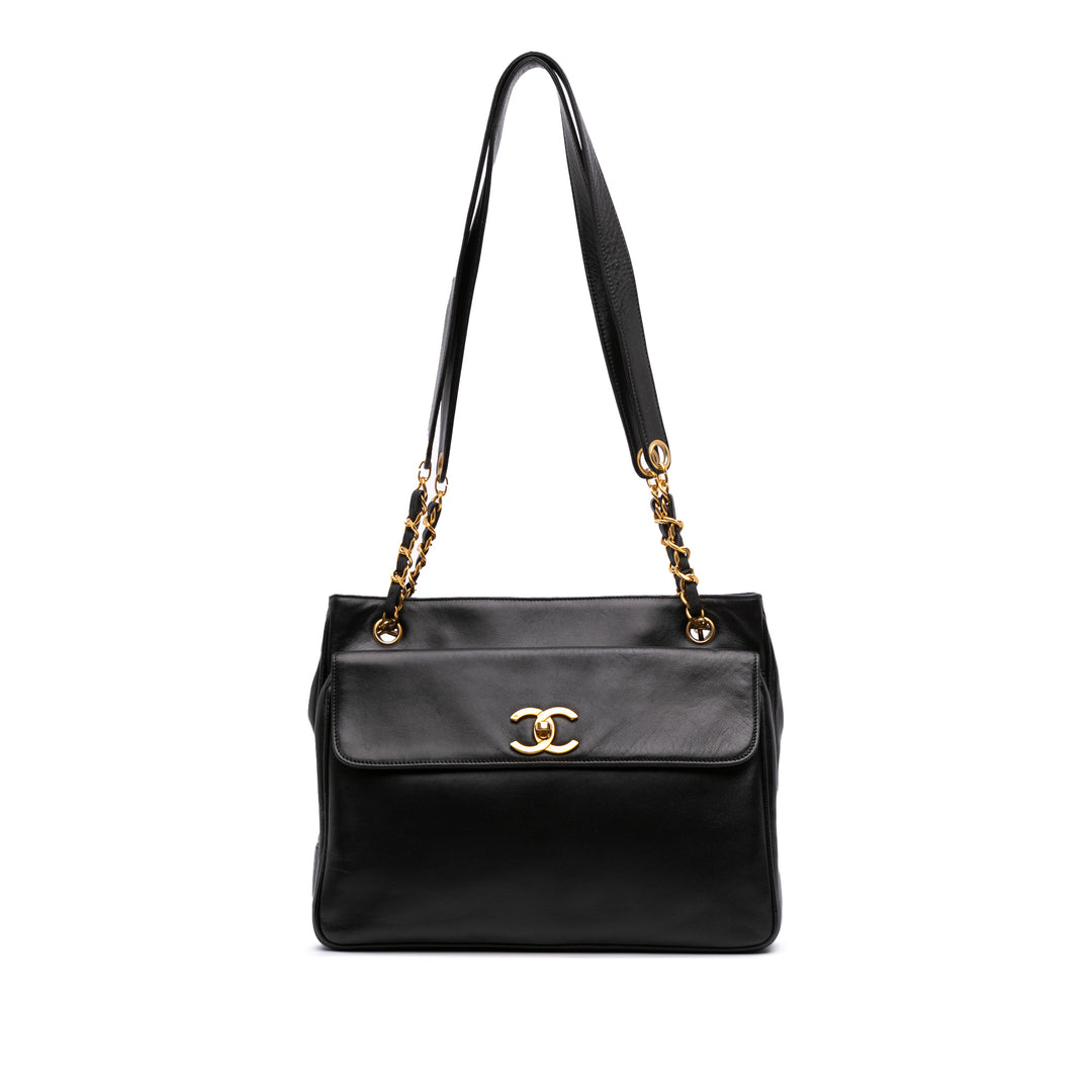 CC Lambskin Front Pocket Tote Black - Gaby Paris