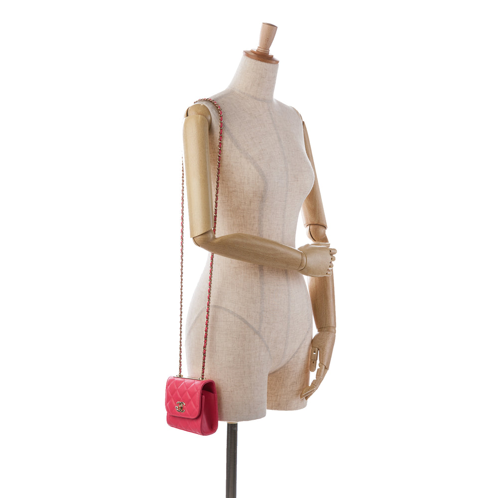 Mini Lambskin Trendy CC Clutch With Chain Pink - Gaby Paris