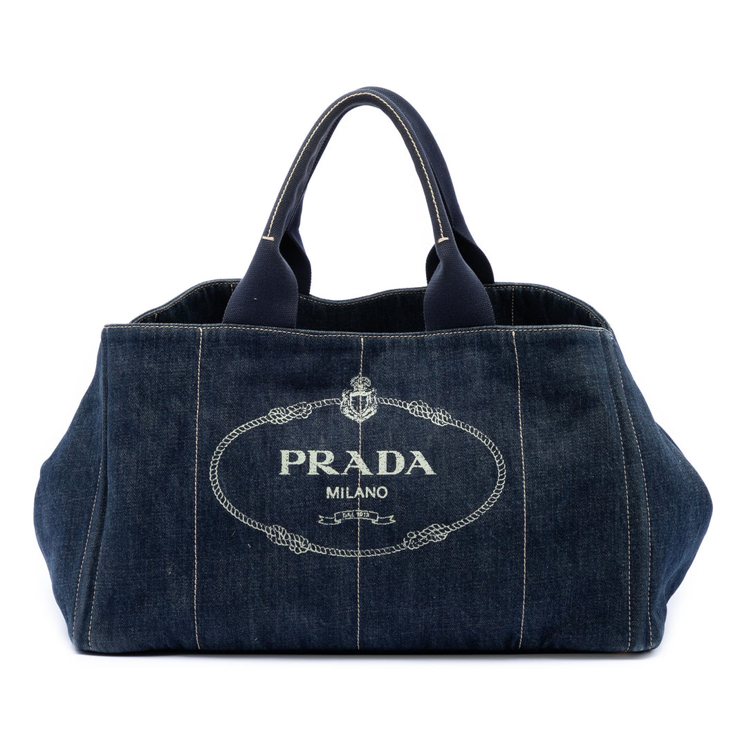 Prada Large Jean Canapa Logo Cabas