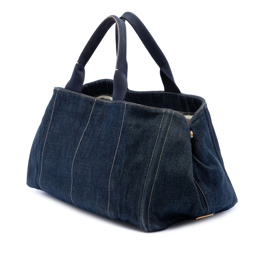 Prada Large Jean Canapa Logo Cabas