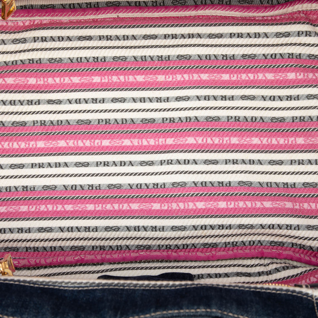 Prada Large Jean Canapa Logo Cabas