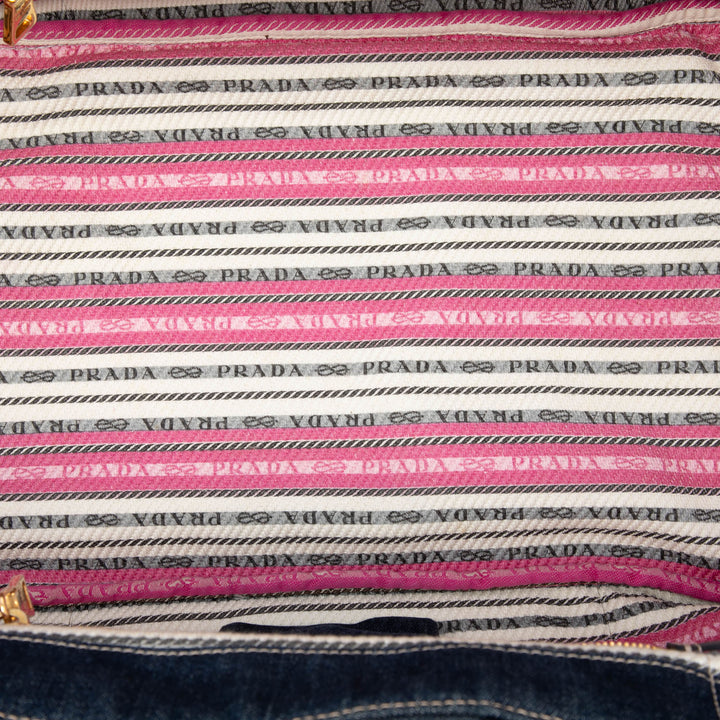 Prada Large Jean Canapa Logo Cabas