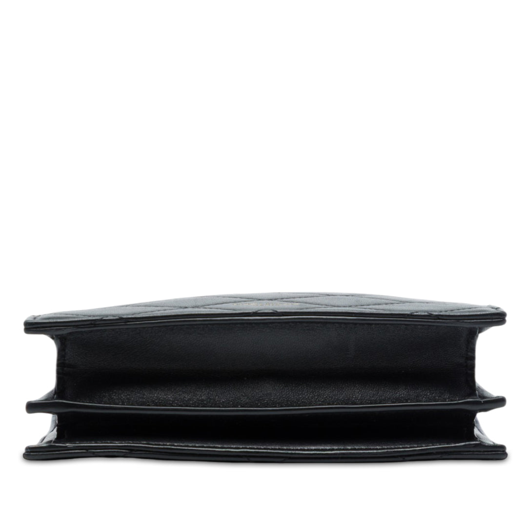 Matelassé Le Maillon Carré Chaîne Sac Cuir de veau Noir