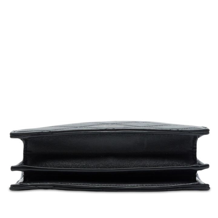 Matelassé Le Maillon Carré Chaîne Sac Cuir de veau Noir