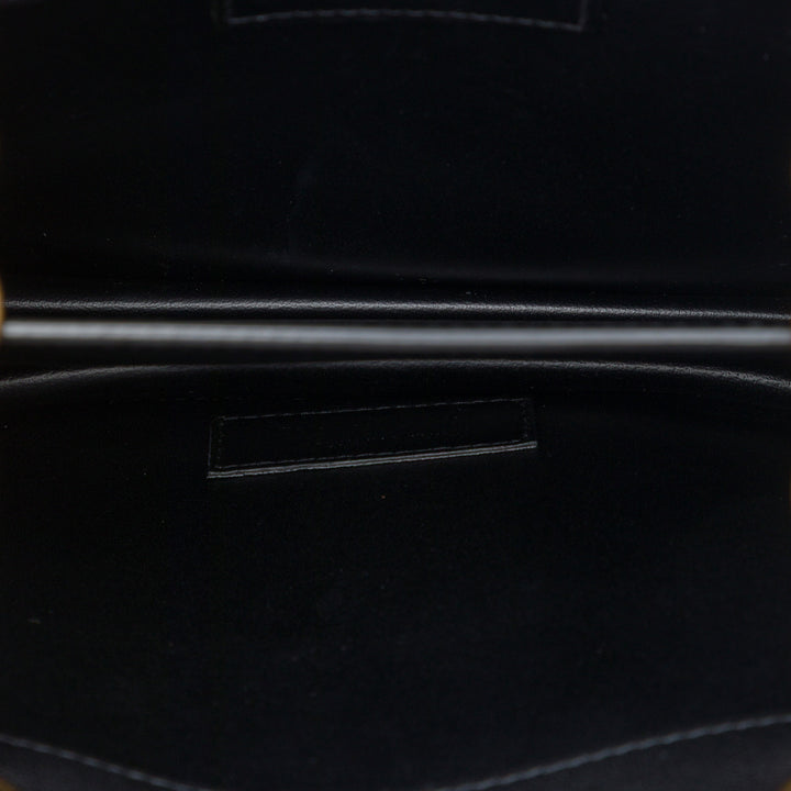 Matelassé Le Maillon Carré Chaîne Sac Cuir de veau Noir