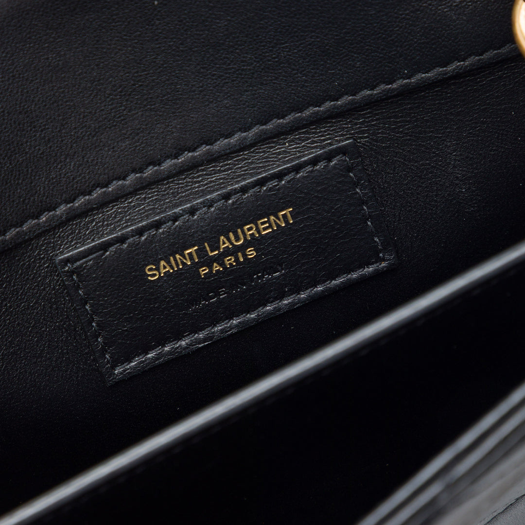 Matelassé Le Maillon Carré Chaîne Sac Cuir de veau Noir