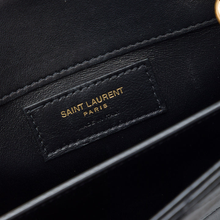 Matelassé Le Maillon Carré Chaîne Sac Cuir de veau Noir