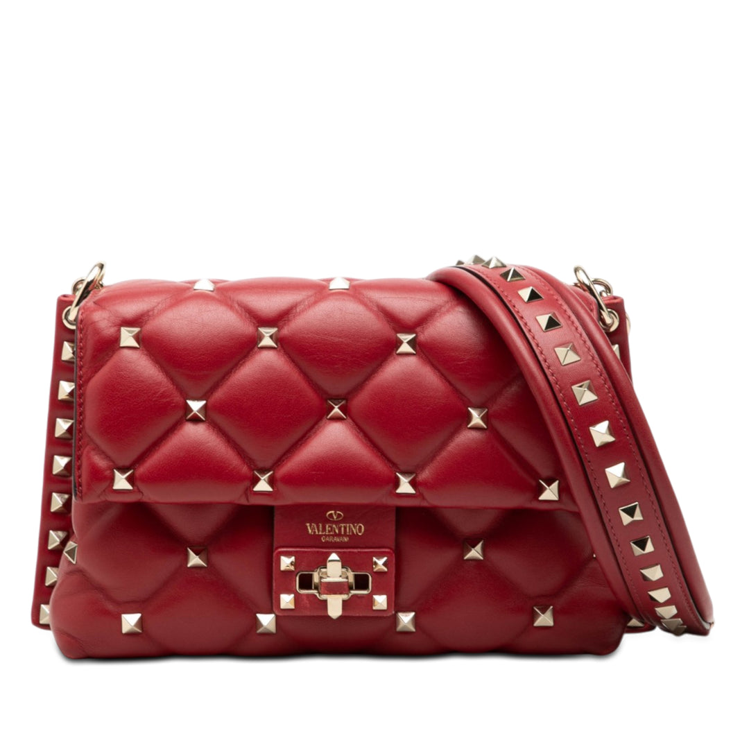 Valentino Candystud Sac nappa Rouge – vue principale – GABY PARIS