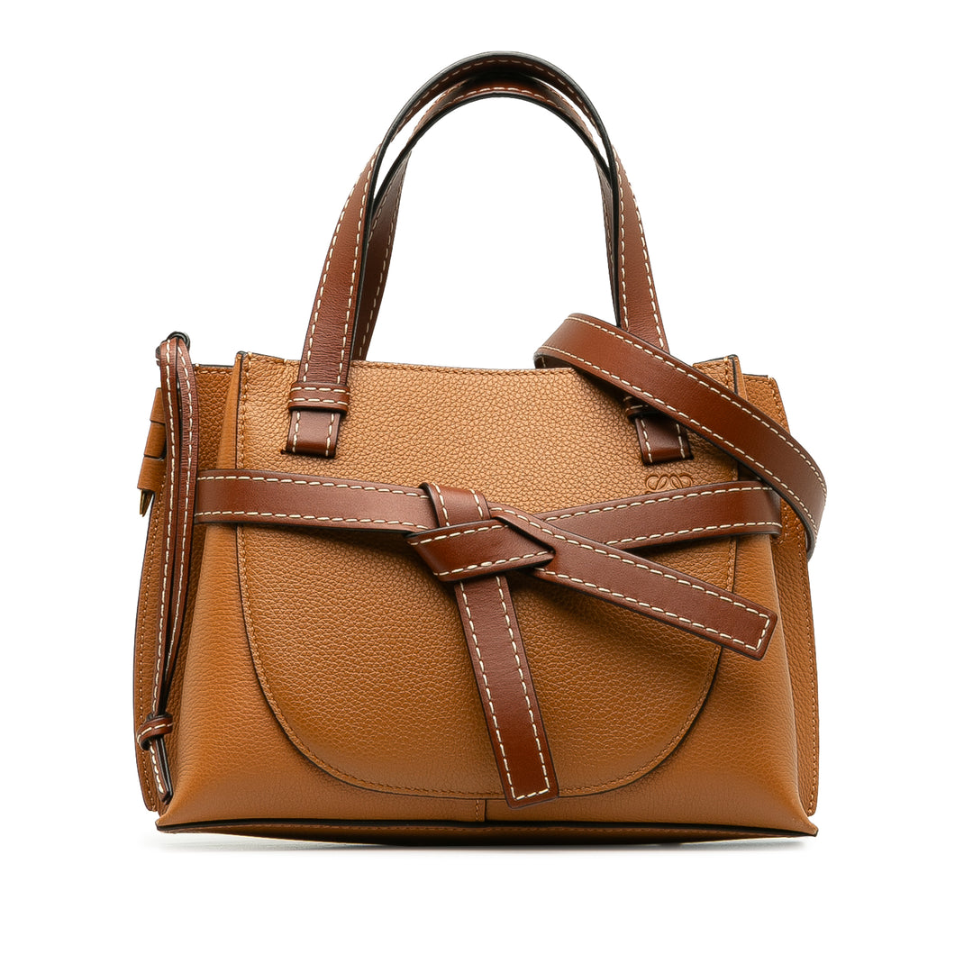 Mini Gate Top Handle Satchel Brown - Gaby Paris