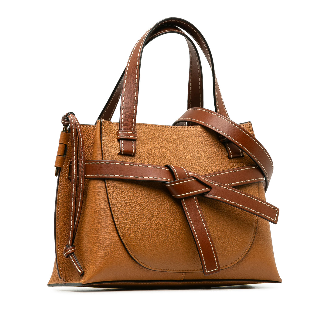 Mini Gate Top Handle Satchel Brown - Gaby Paris