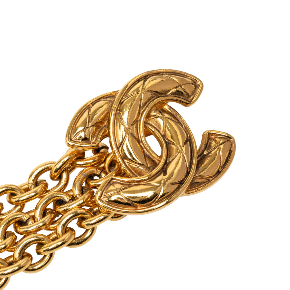 Chanel plaqué Matelassé Triple CC Chaîne Ceinture Doré – vue 2 – GABY PARIS