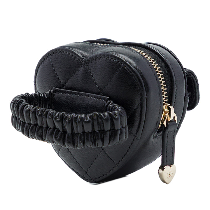 Chanel CC In Love Heart Zippé Arm Porte-monnaie Cuir d'agneau Noir – vue 2 – GABY PARIS