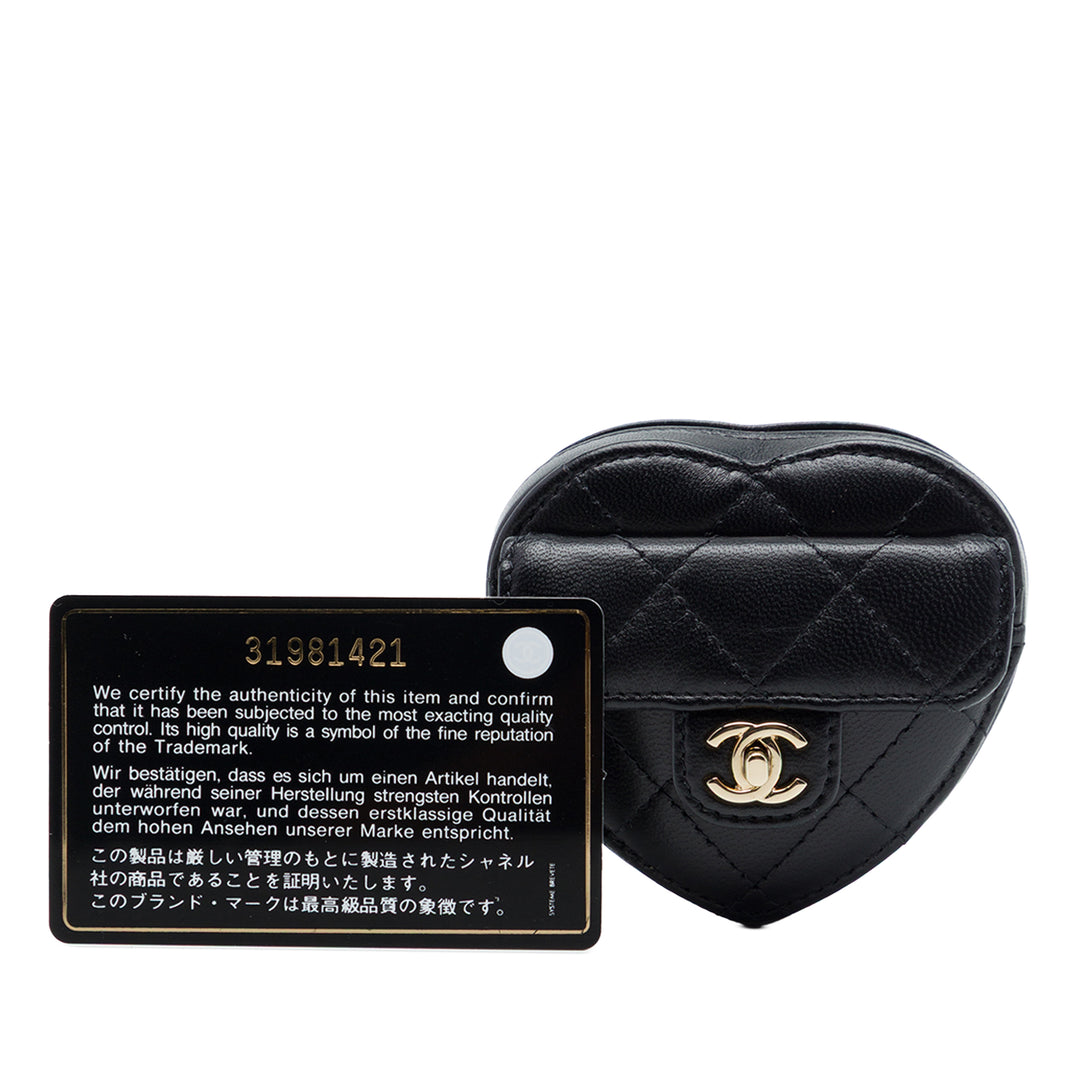 Chanel CC In Love Heart Zippé Arm Porte-monnaie Cuir d'agneau Noir – vue 7 – GABY PARIS