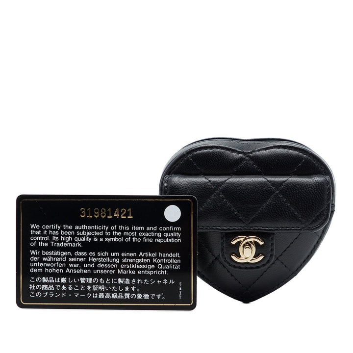 Chanel CC In Love Heart Zippé Arm Porte-monnaie Cuir d'agneau Noir – vue 7 – GABY PARIS
