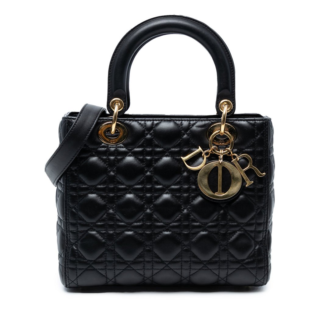 Dior Medium Cuir d’agneau Cannage Lady Dior Noir – GABY PARIS Authentique