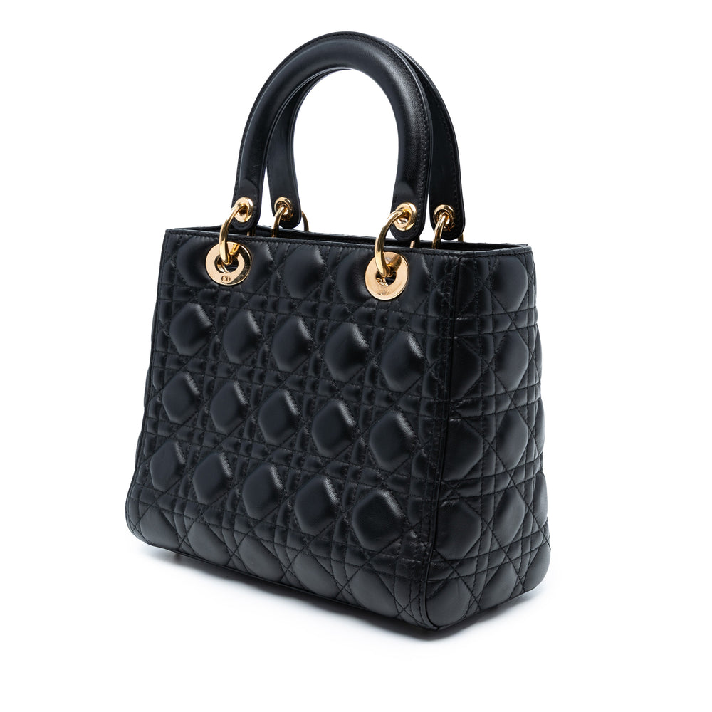 Dior Medium Cuir d’agneau Cannage Lady Dior Noir – GABY PARIS Authentique