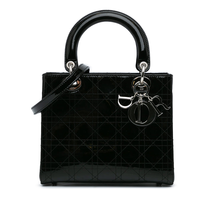 Medium Patent Cannage Stitched Lady Dior Black - Gaby Paris