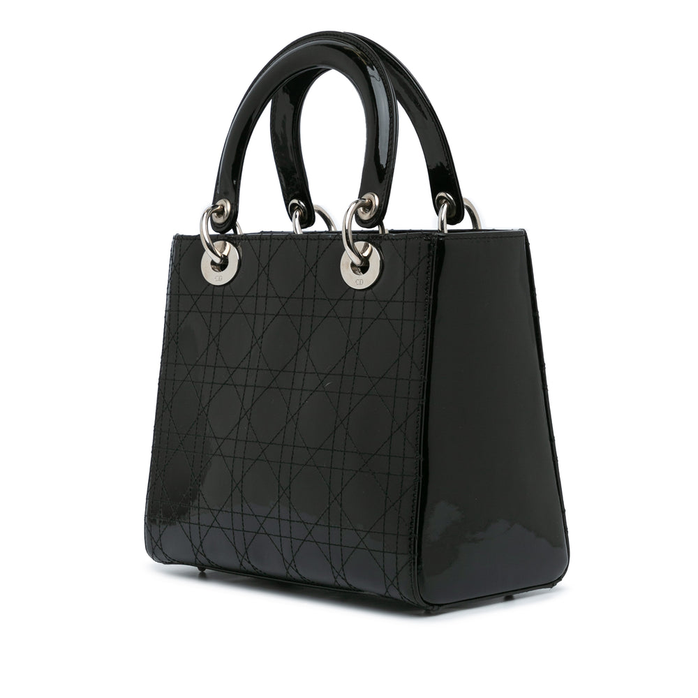 Medium Patent Cannage Stitched Lady Dior Black - Gaby Paris