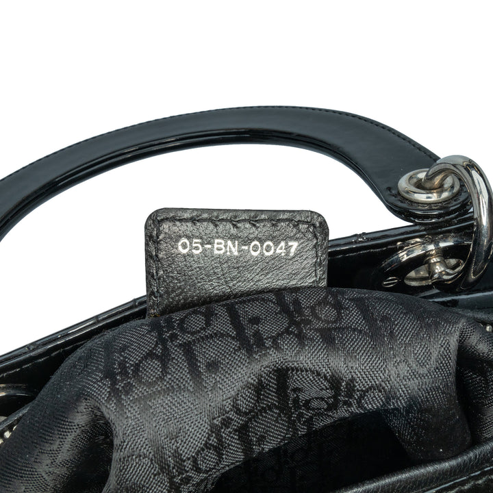 Medium Patent Cannage Stitched Lady Dior Black - Gaby Paris