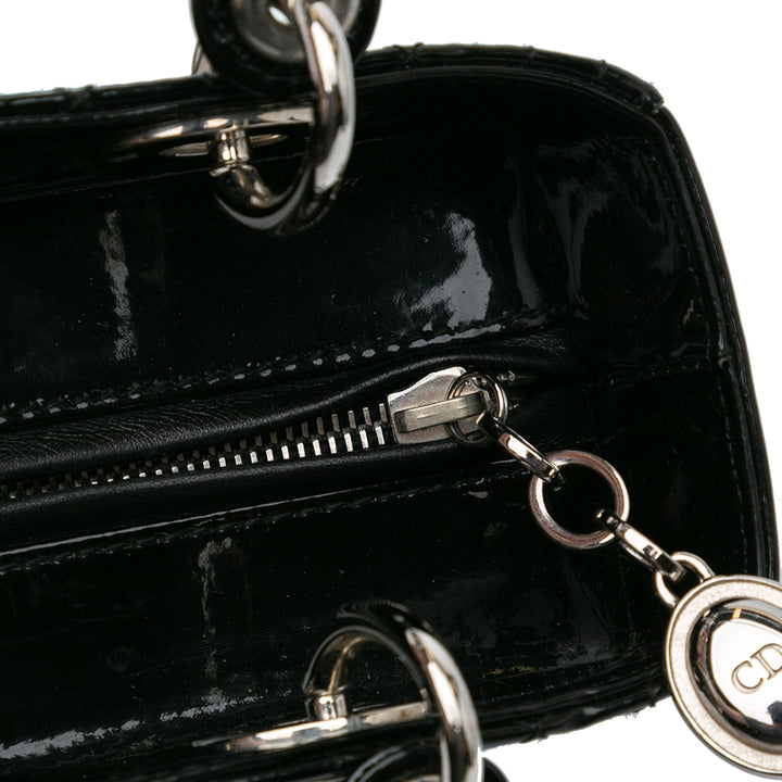 Medium Patent Cannage Stitched Lady Dior Black - Gaby Paris