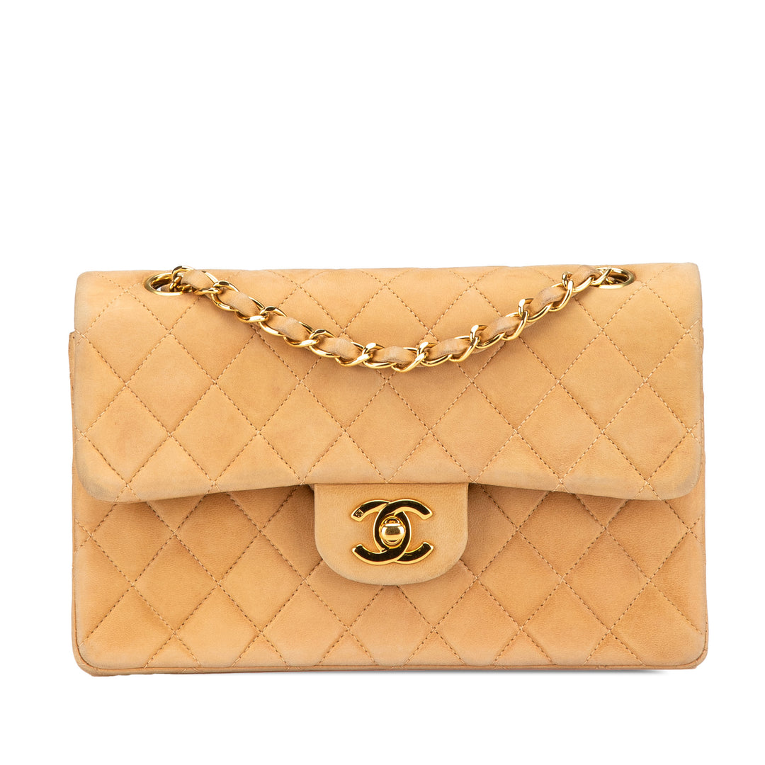 Small Classic Lambskin Double Flap Brown - Gaby Paris