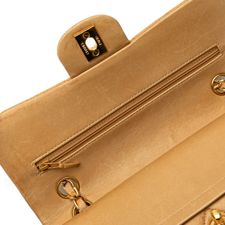 Small Classic Lambskin Double Flap Brown - Gaby Paris