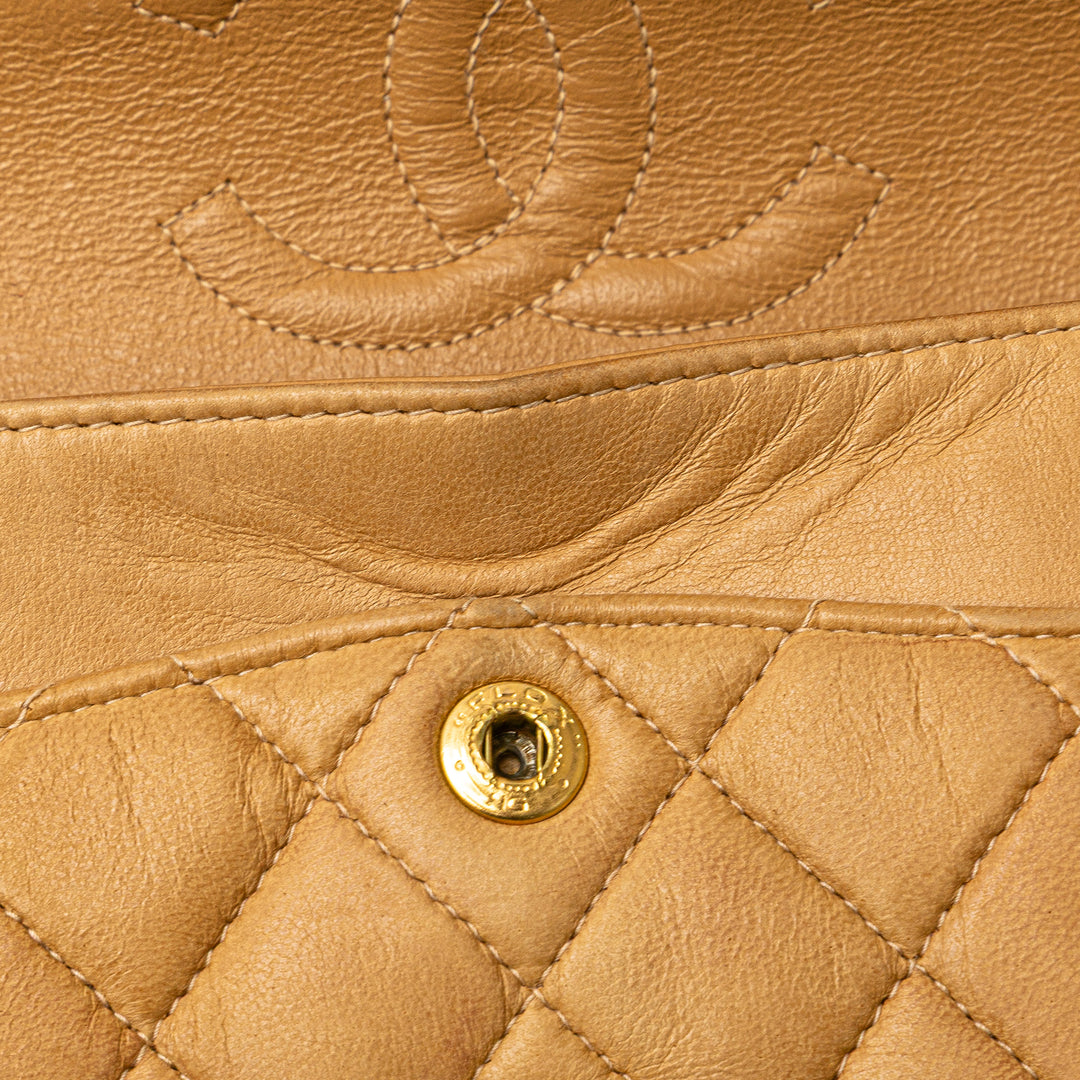 Small Classic Lambskin Double Flap Brown - Gaby Paris
