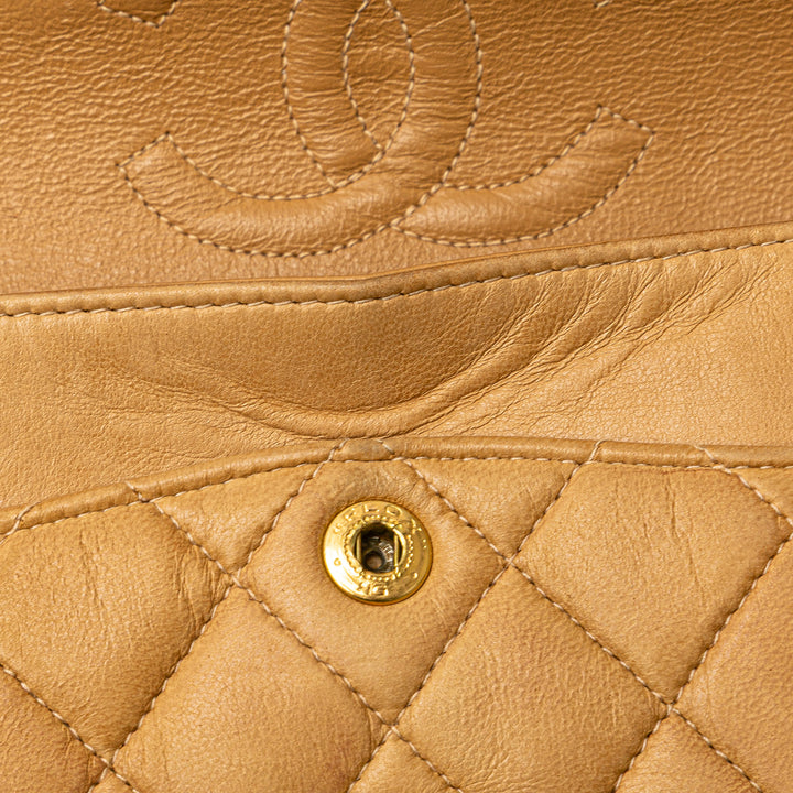 Small Classic Lambskin Double Flap Brown - Gaby Paris