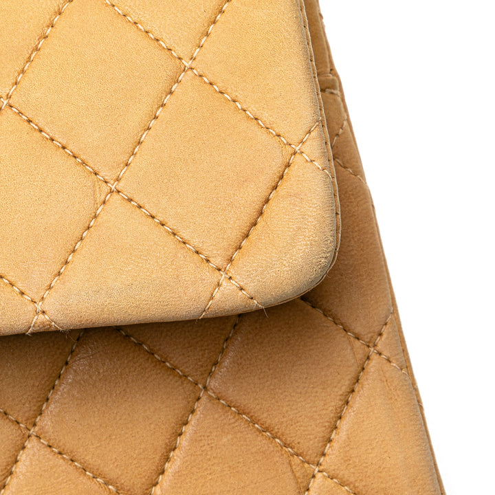 Small Classic Lambskin Double Flap Brown - Gaby Paris
