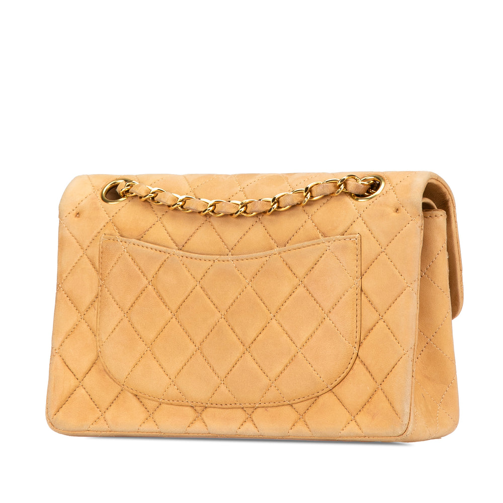 Small Classic Lambskin Double Flap Brown - Gaby Paris