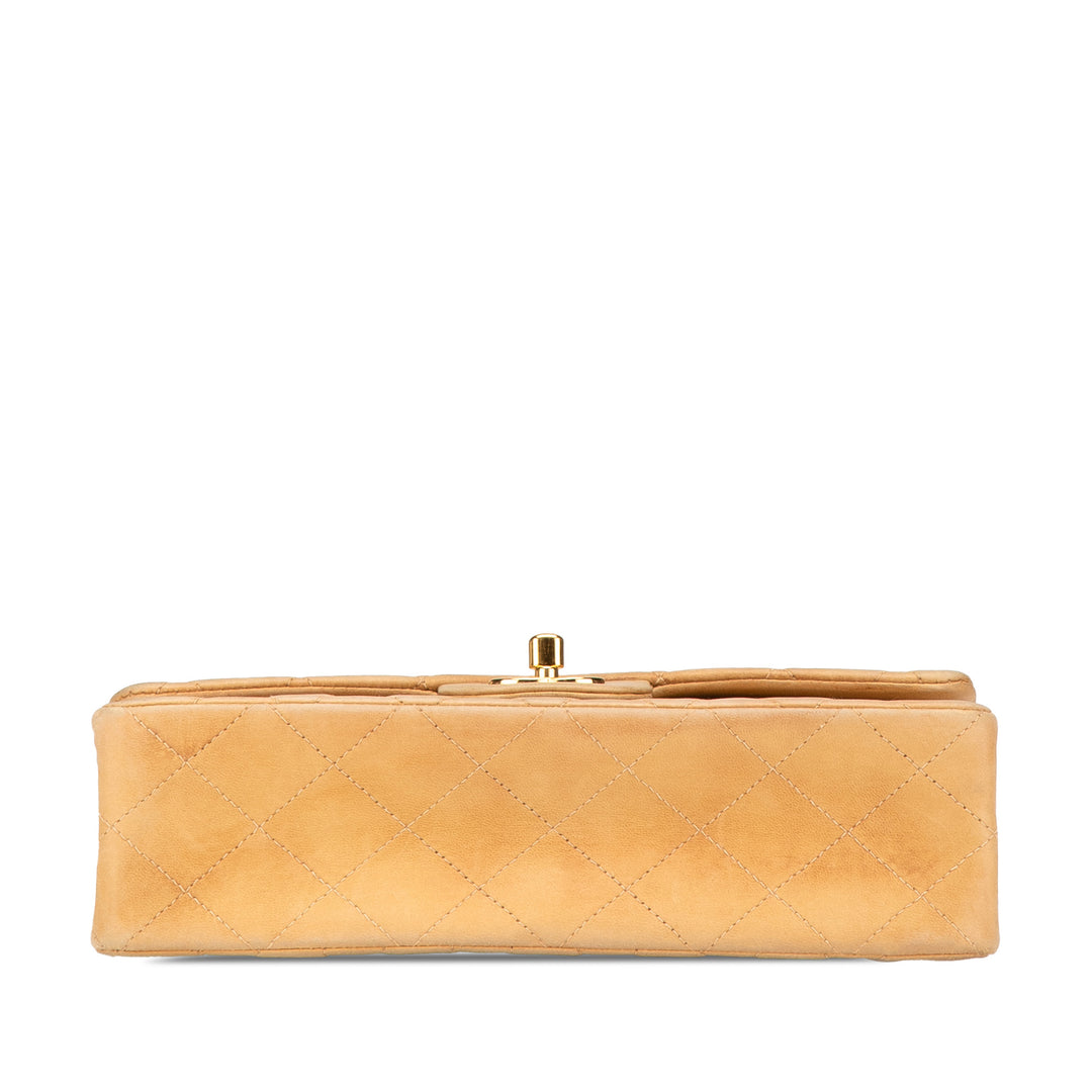 Small Classic Lambskin Double Flap Brown - Gaby Paris