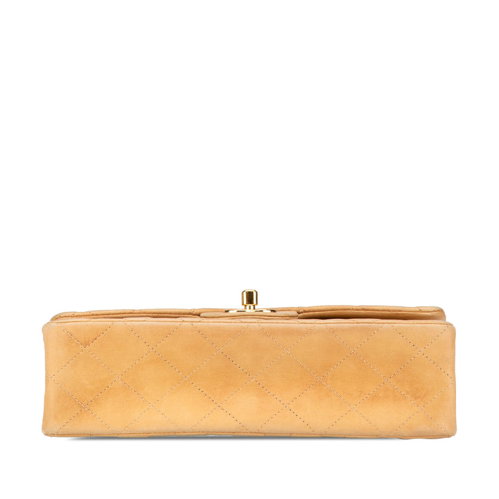 Small Classic Lambskin Double Flap Brown - Gaby Paris