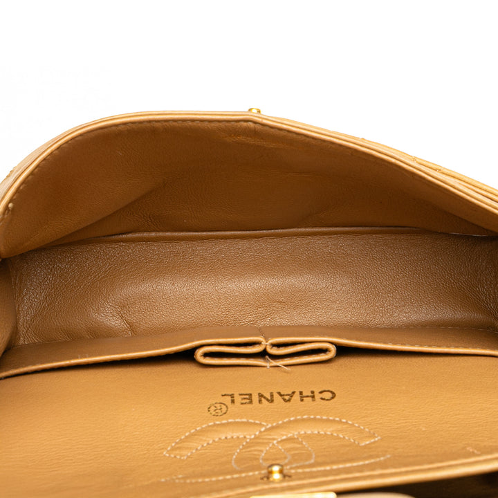 Small Classic Lambskin Double Flap Brown - Gaby Paris