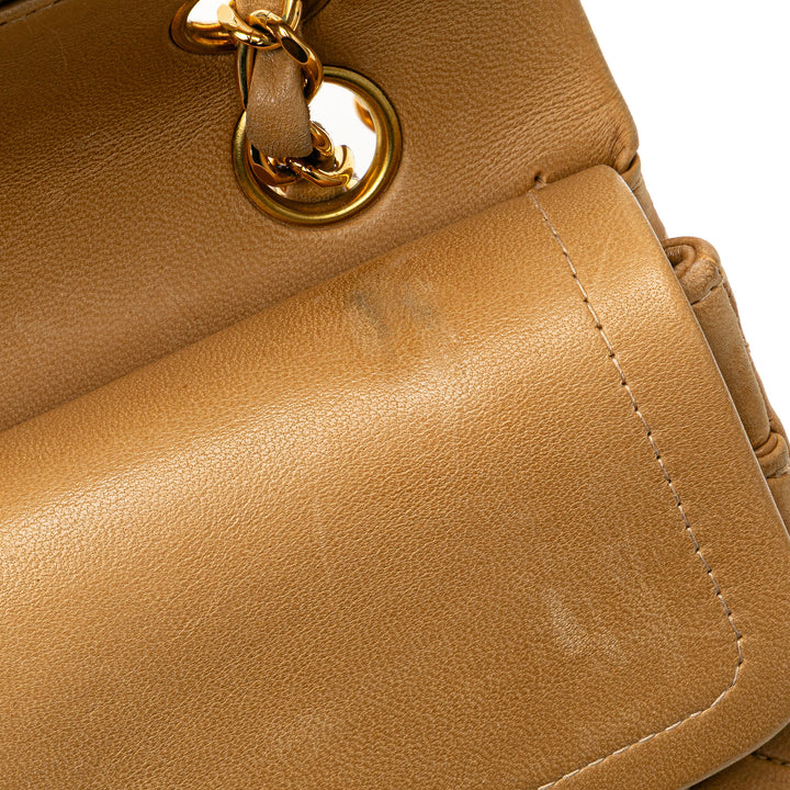 Small Classic Lambskin Double Flap Brown - Gaby Paris