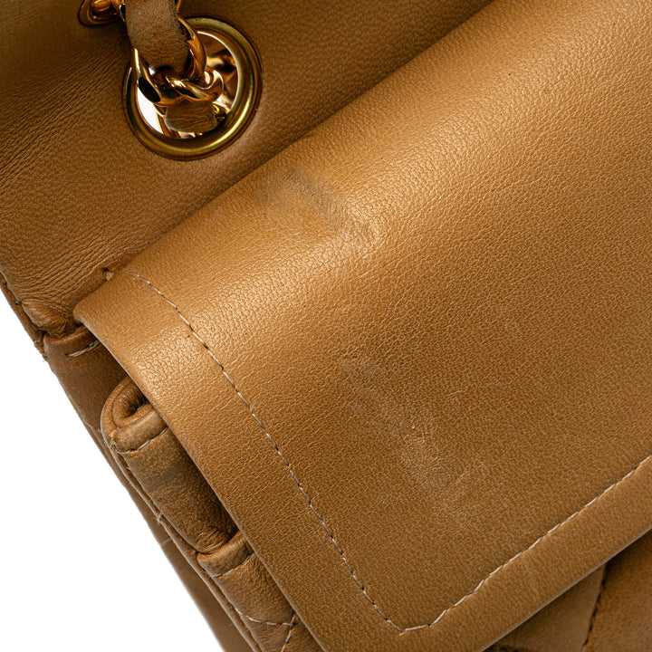 Small Classic Lambskin Double Flap Brown - Gaby Paris