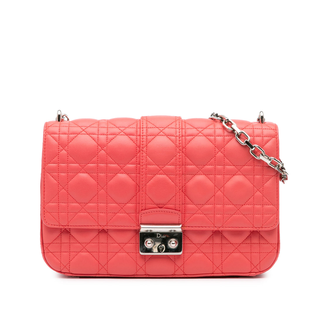 Medium Lambskin Cannage Miss Dior Flap Pink - Gaby Paris