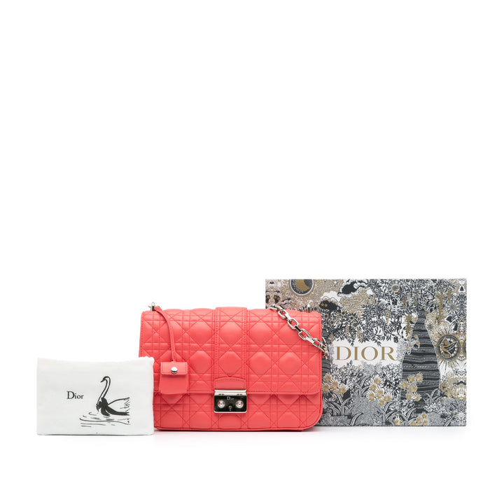 Medium Lambskin Cannage Miss Dior Flap Pink - Gaby Paris