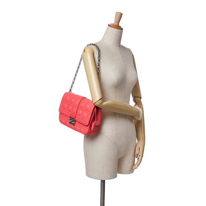 Medium Lambskin Cannage Miss Dior Flap Pink - Gaby Paris