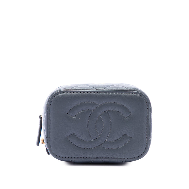 Chanel Matelassé Trendy CC Vanity Mini Cuir d'agneau Gris – vue 3 – GABY PARIS